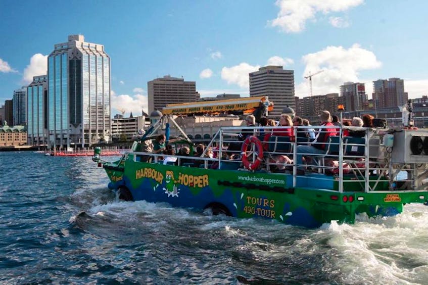 Shown here is the Harbour Hopper in the Halifax Harbour. Atlantic Ambassatours Ltd. have received approval from the Nova Scotia Utility and Review Board to operate the Harbour Hoppers in Sydney.