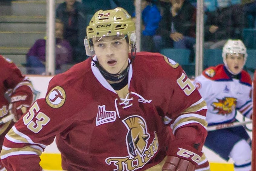 Defenceman Noah Dobson is a team leader for the Titan and he hasn’t even been drafted yet. The P.E.I. native is expected to be taken in the top 10 in the 2018 NHL Entry Draft in June.