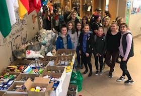 Members of the Interact Club collected supplies for the Glace Bay Food Bank. There’s a friendly competition among the classes at Glace Bay High to see which group can raise the most food. It’s the kind of race that everyone wins.