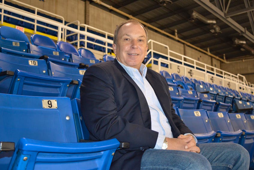 Dean Murray, former head coach of the Cape Breton Highlanders of the National Basketball League of Canada, is shown in the stands at Centre 200 in Sydney, the team’s home building, in this file photo from last season. T.J. COLELLO/CAPE BRETON POST