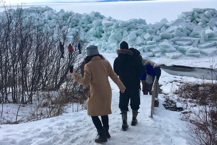 Ice wall revellers took to the shores of the Bras d'Or Lake in Irish Vale last winter to snap photographs of the massive pile up.