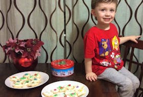 Many children enjoy decorating cookies for Santa. Gibson Cole has his cookies ready and he has already sampled some of the goodies. Gibson is Yvonne Kennedy’s grandson and he lives in Middle Sackville.