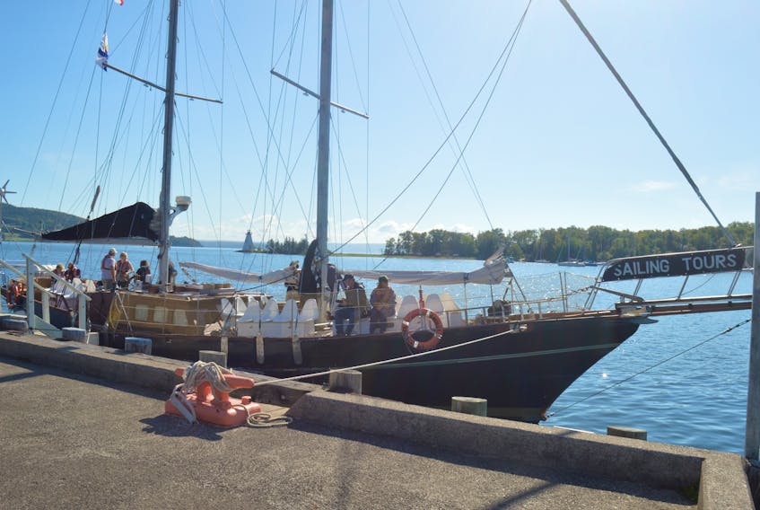 In this file photo, Amoeba Sailing Tours is shown docked at the Baddeck wharf. A public meeting to discuss the future of the local wharf took place Wednesday night at the Baddeck Community Centre.