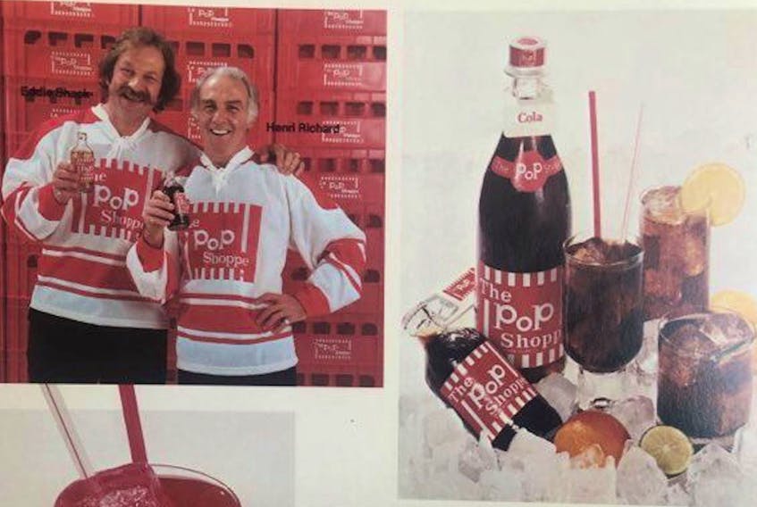 Pop Shoppe advertisement featuring former NHLers Eddie Shack and Henri Richard.