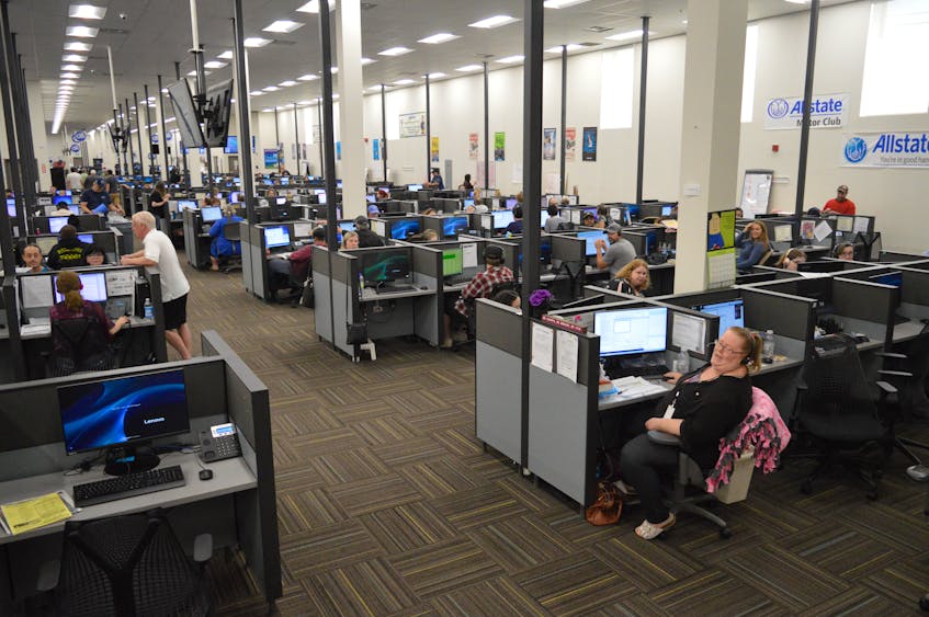 This file photo shows the interior of the Servicom building in Sydney. The company that owns the ServiCom call centre in Sydney filed for bankruptcy protection in the United States Friday morning.