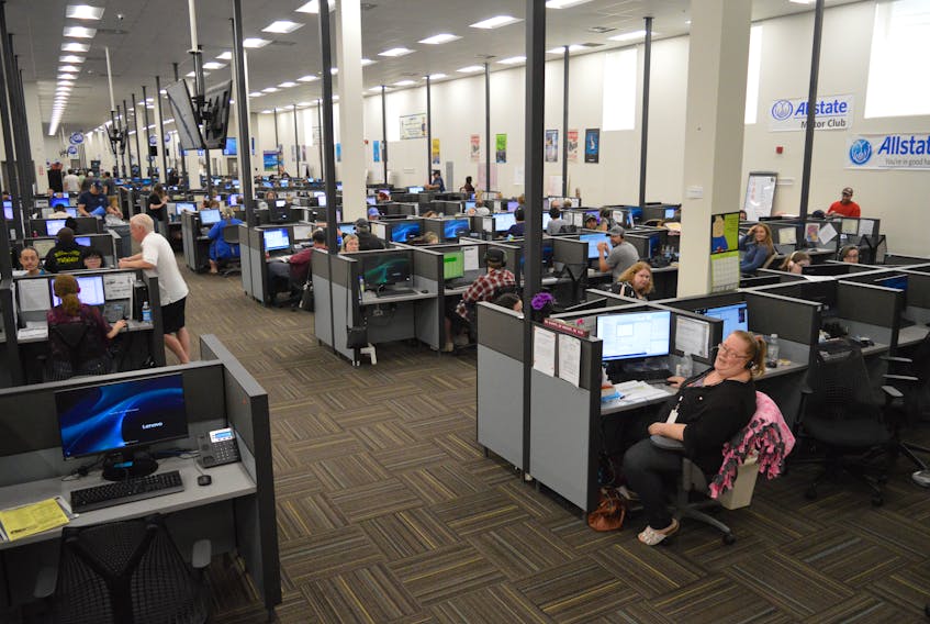 This file photo shows the interior of the Servicom building in Sydney. The company that owns the ServiCom call centre in Sydney filed for bankruptcy protection in the United States Friday morning.