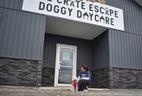Crate Escape Doggy Daycare manager Marissa Lewis spends a quiet moment with Taylor Swift, her bichon cavalier, in front of the nine-month-old Keltic Drive business that has been given the go-ahead to expand its operations to include overnight kennel boarding.