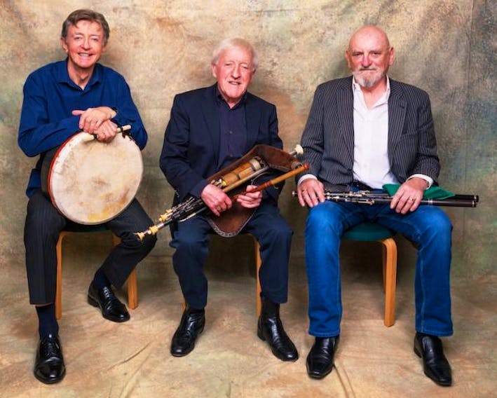 The remaining Chieftains, left to right, Kevin Conneff, Paddy Moloney and Matt Molloy, will be performing at the opening concert of Celtic Colours on Oct. 11.