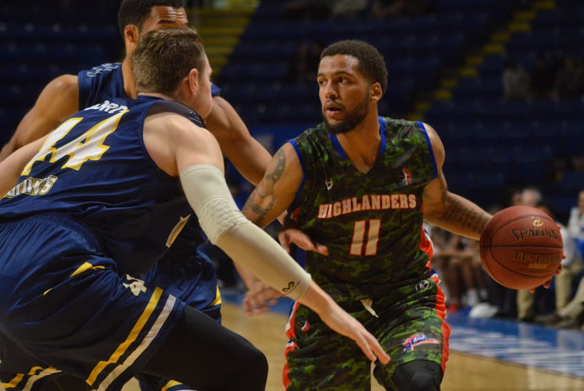 Duke Mondy led the Cape Breton Highlanders with 24 points, 10 rebounds and six assists, but his team fell 106-98 to the St. John’s Edge to open their 2017-18 National Basketball League of Canada season on Tuesday at Centre 200. T.J. Colello/Cape Breton Post