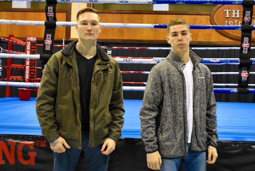 Local boxers Ryan (Thunder) Rozicki, left, and Connor Victory are looking forward to taking part in Thunder on the Cape, a seven-card boxing event that will take place on May 19 at Centre 200 in Sydney. Rozicki, of Sydney Forks, will put his 4-0 professional record on the line when he challenges Ontario’s Brock (The Highlander) Arthur for the Eastern Canadian Cruiserweight championship. Meanwhile, Victory, of Sydney, will make his professional boxing debut when he takes on Toronto’s Jorga Gjonaj.