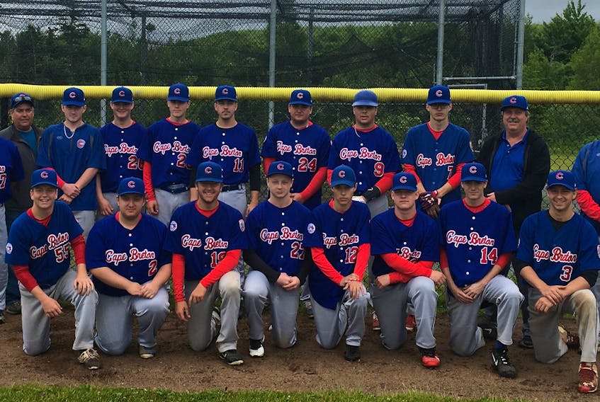 The Cape Breton Cubs midget 'AAA' team will be one of eleven Cape Breton baseball clubs competing in provincial tournaments this weekend across the province. The Cubs, who will be in Dartmouth, will be joined in the tournament by the Cape Breton Ramblers. Pictured are members of the Cubs team. From left, front row, Chris Stanley, Gabe Haggett, Ethan Nickituk, Kyle MacKenzie, Kendall MacQueen, Jeremy MacKinnon, Jason Murphy, and Dylan MacDonald. From left, back row, Bruce Haggett (coach), Dana Murrin (coach), Andrew MacSween, Ethan Long, Matt Campbell, Keagan Murrin, Carter Jacobs, Brayden Boutilier, Nolan Parsons, Leo Murphy (coach), and Keith Stanley (head coach). Missing from the photo was Ethan Conrad and Bev Haggett (manager). PHOTO/BEV HAGGETT