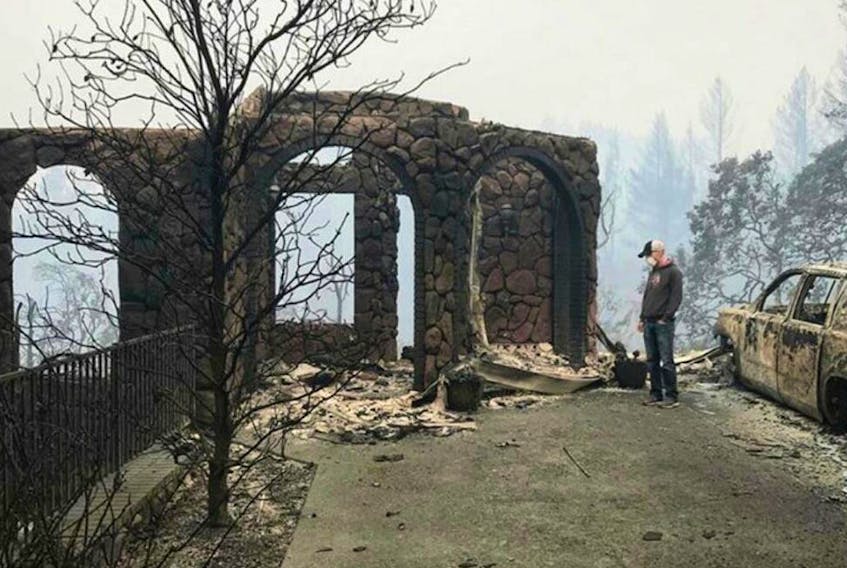 Odessa Gunn’s ex-husband Levi Leipheimer is pictured after their home in Santa Rosa, Calif., was burned down during wildfires that struck northern California in October. (SUBMITTED PHOTO/ODESSA GUNN)
