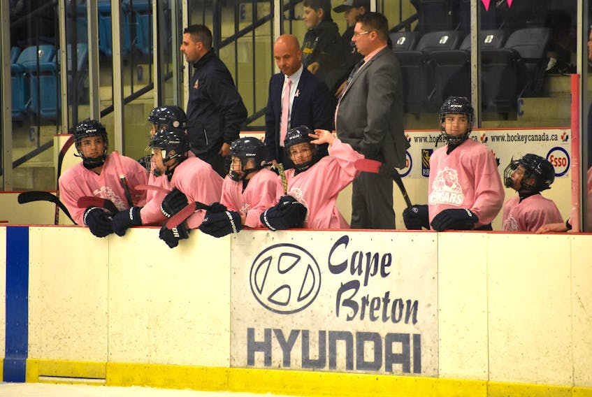 The Joneljim Cougars of the Nova Scotia Major Bantam Hockey League held their fifth annual Pink in the Rink event at the Emera Centre Northside last Saturday. The team wore special pink jerseys in support of breast cancer awareness in the Cape Breton community.