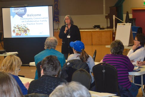 Kathy Bell, director of primary health care for the Eastern Zone of the Nova Scotia Health Authority, fielded a number of questions throughout the course of a meeting on the collaborative family practice team concept in St. Peter’s on Thursday.