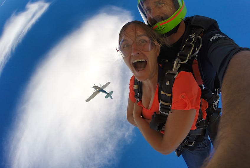 Lesley Carter is not afraid of jumping out of planes, as seen here in a skydiving adventure in California.