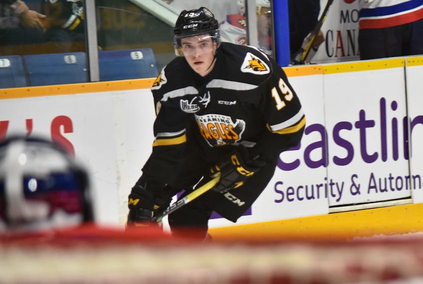 Cape Breton Screaming Eagles forward Drake Batherson has had a nose for the net as of late, which included a one-goal, three-assist performance in a 9-4 win over the Moncton Wildcats on Tuesday at Centre 200. Batherson takes a 14-game point streak into tonight’s tilt against the Victoriaville Tigres. T.J. Colello/Cape Breton Post
