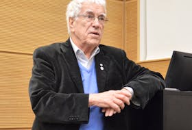 Silver Donald Cameron fielded questions from the audience after he presented his documentary “Green Rights: The Human Right to a Healthy World” at Cape Breton University on Tuesday