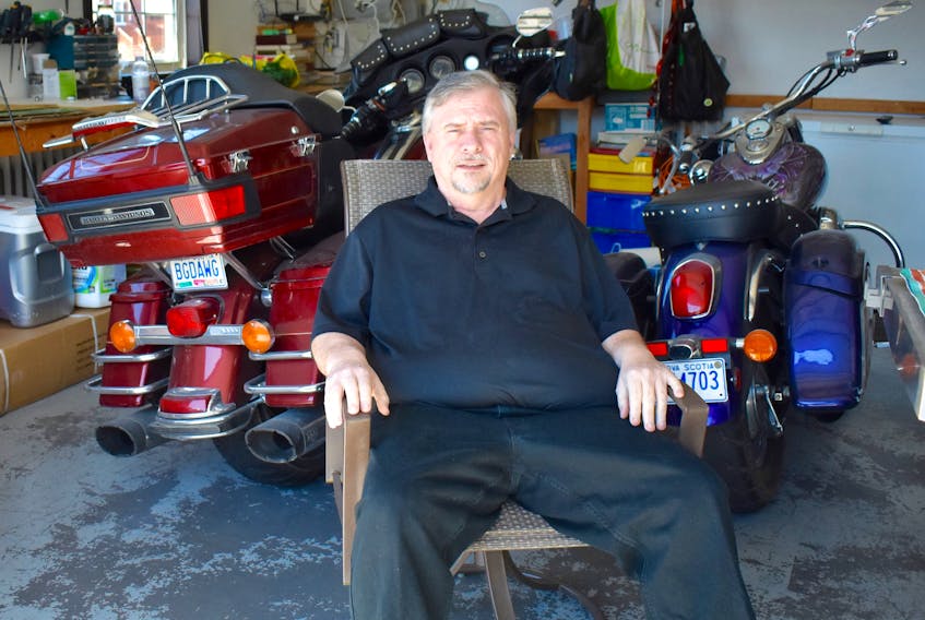 Greg Sharpe says the closest he gets to riding his Harley-Davidson is sitting near the motorcycle he keeps parked in his garage. The New Waterford resident says his frustration with the Nova Scotia health-care system has led him to seek private services in both diagnosing and rectifying the immobilizing pain that he says has been ever-present since he took a bad fall three months ago.