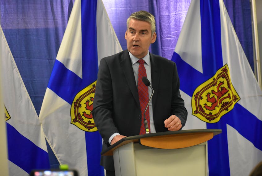 Premier Stephen McNeil, shown above addressing the crowd during Monday's announcement of the health plan in Sydney, says the final details on the plan for the delivery of health care in Cape Breton unveiled by his government this week were finalized in the last 30 days.