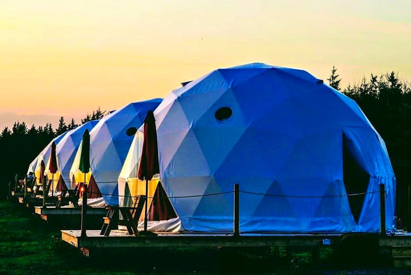 The five geodesic domes at Archer’s Edge Luxury Camping as seen earlier this month at its site in Judique, Inverness County. Four of the five domes opened to travellers in late July after more than a year in the planning by owner Scott Archer.