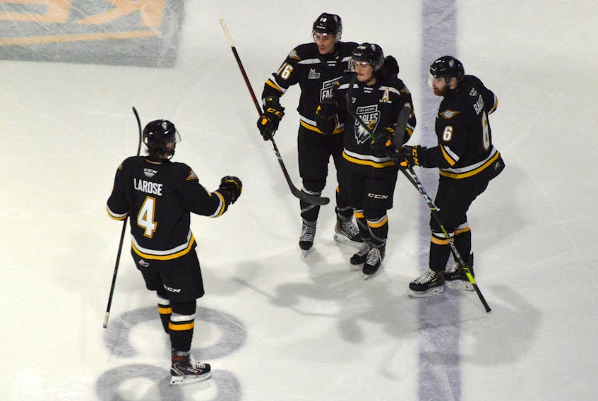 There were no on-ice celebrations on Sunday after the Cape Breton Eagles matinee against the Charlottetown Islanders was postponed. The match was cancelled as a precautionary measure after a few Eagles players exhibited flu-like symptoms on Sunday morning.