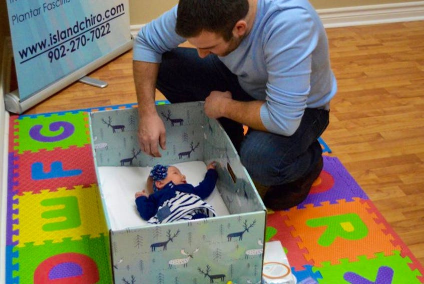 New father Matt Keating was pleased to discover that four-week-old daughter Madison seemed to feel right at home in her new Baby Box that she received after her mother, Theresa O’Brien, completed the educational component of the program.