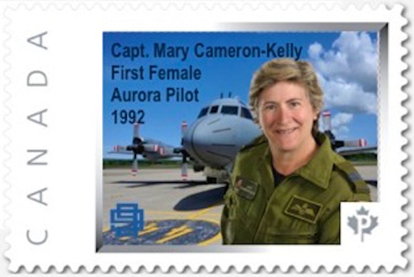 The Canadian 99s, an international organization of women pilots commonly referred to as The Ninety-Nines, has designed a stamp honouring the noteworthy career of 14 Wing Greenwood Aurora pilot, Capt. Mary Cameron-Kelly, a North Sydney native. The postage stamp will be launched at a ceremony in Greenwood July 15, and it is available for purchase through The Ninety-Nines.