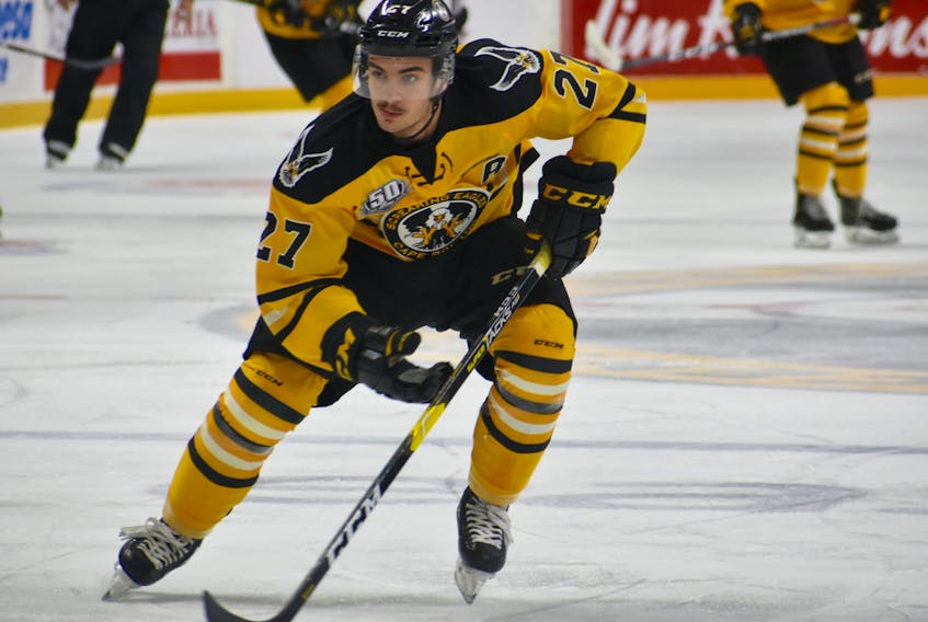 Gabriel Proulx is in his second season with the Cape Breton Screaming Eagles. The 19-year-old is an assistant captain and has 18 points in 25 games for the Sydney-based club.