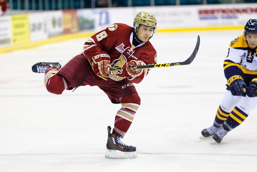 Antoine Morand of the Acadie-Bathurst Titan, above, is one of the players expected to be officially on the move at this weekend’s Quebec Major Junior Hockey League draft.