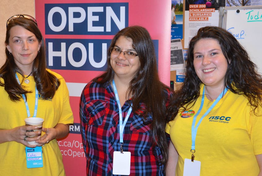 CHRISTIAN ROACH/CAPE BRETON POST
Shown here left to right are Katie MacKillop, Georgette Morris and Lauren Polegato, who are NSCC students who took part in the open house on Thursday.