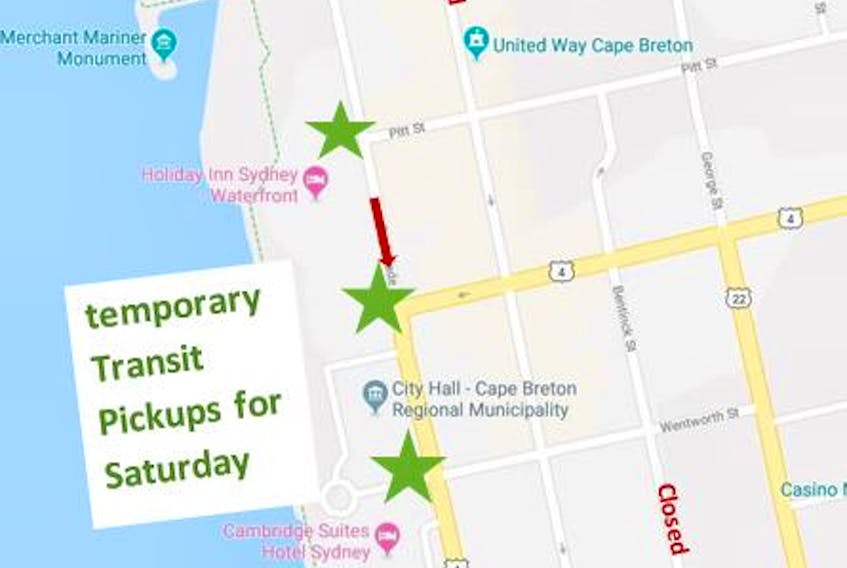 This map indicates the transit routes in downtown Sydney for Saturday, September 22, 2018.