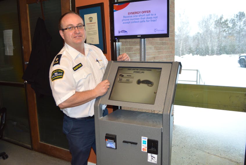 Kirk Shepard, superintendent of the Cape Breton Correctional Facility in Gardiner Mines, shows the kiosk set up in the lobby. People can go it the correctional facility and use the kiosk as a means to instantaneously deposit funds into an inmate’s account anywhere in Canada.