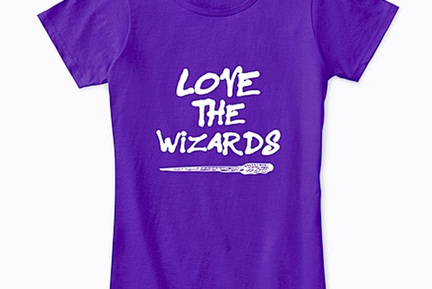 These “Love the wizards” T-shirts, as well as hoodies, coffee mugs, socks, tote bags and pillows, were created by members of Underworld LARP Cape Breton: Tempest Grove, a local live-action role-playing group. The message, which vandals spray-painted on a bench at the group’s rural campsite, has served as a rallying cry for the group, which has items for sale with the censored and uncensored phrase, as well as a “Love the wizards” line, to help pay for improvements to the property.