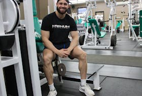 Brandan Leadbeater, 28, at Perry’s Gym in Glace Bay — one of the weight loss coach’s workout spots. Since returning home to New Waterford from Saskatchewan in 2018, Leadbeater has been attempting to expand his online coaching business by adding local clients for real-life training. His goal is to help Cape Bretoners get fit and healthy.