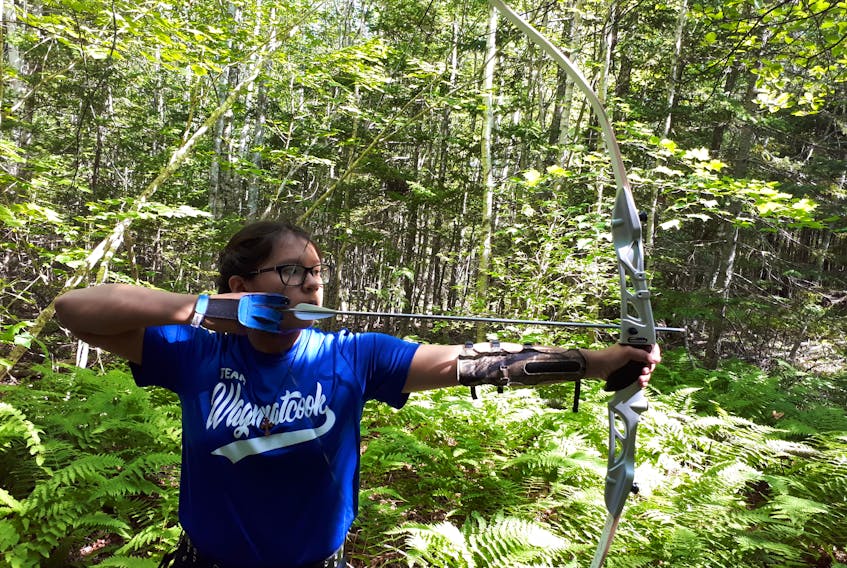 Cassandra Paul, 14, of Team Wagmatcook aims for gold at the Mi'kmaw Summer Games in Eskasoni last month. Cindy MacRae