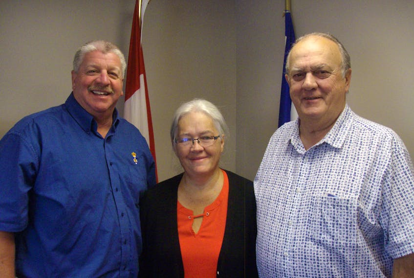 Peggy MacDonald, president of the Atlantic Acromegaly Support Society, centre, is shown with MLA Eddie Orrell, left and Councillor Clarence Prince, right. They support MacDonald and the society in their work. Councillor Earlene MacMullin who has worked to get the disease acknowledged within the CBRM was not able to be present for this photo.