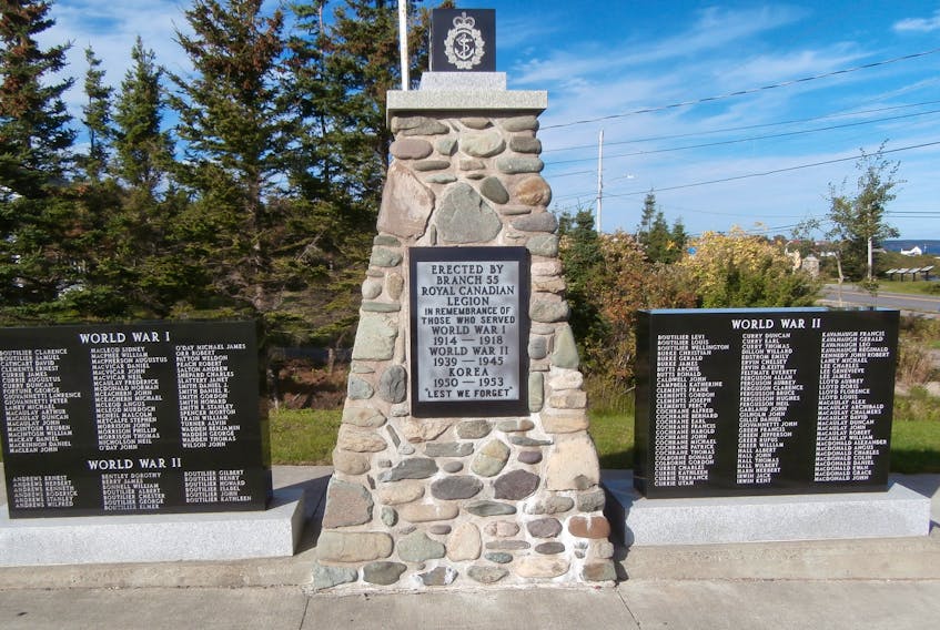 SUBMITTED PHOTO - This monument lists the names of veterans from the Port Morien area.