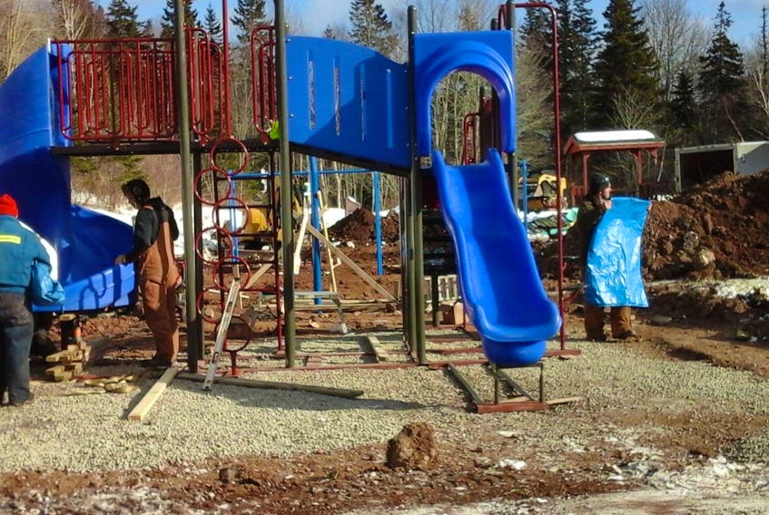 Last week a children’s playground was constructed at the Frenchvale Road Volunteer Fire Department following a five-year effort by a local non-profit group.