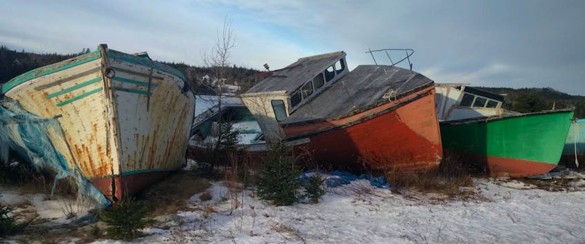 Several abandoned boats were recovered by CleanTech Renewables Ltd. in the community of Goldboro, Guysborough County, late last year. A total of 25 boats have been recovered by the environment management company since September.