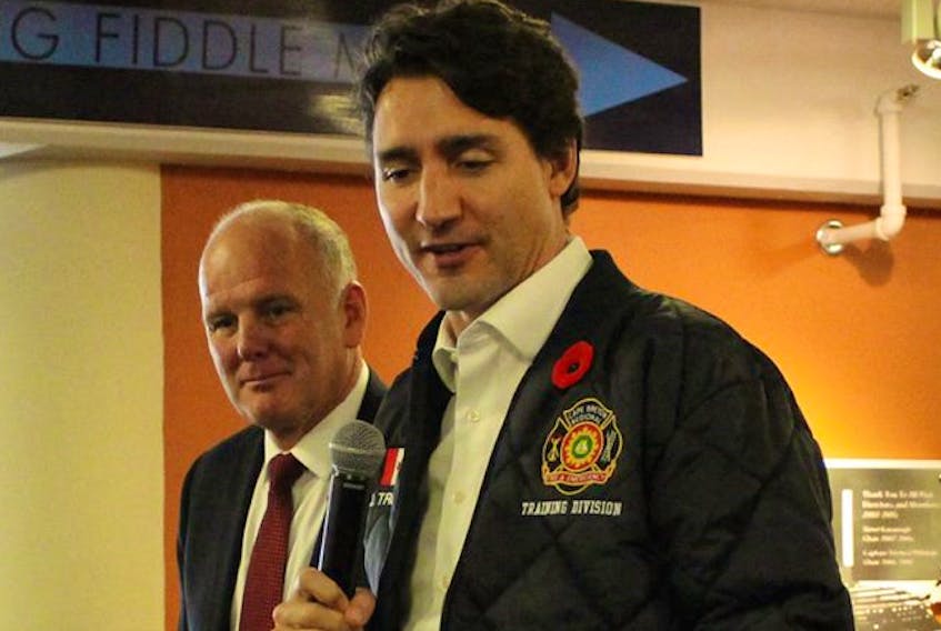 Sydney-Victoria MP Mark Eyking, left, is shown with Prime Minister Justin Trudeau when the prime minister was in Sydney in 2016. Submitted photo