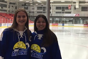 Erin Denny, left, and Taylor Cremo will be members of Team Atlantic for the 2019 National Aboriginal Hockey Championships in Whitehorse, Yukon, this week. Denny and Cremo aren’t the only players to be picked for the tournament. A number of Cape Breton players will suit up for both Team Atlantic’s male and female teams. SUBMITTED PHOTO/PAUL CARROLL
