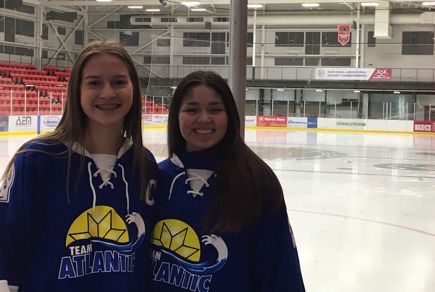 Erin Denny, left, and Taylor Cremo will be members of Team Atlantic for the 2019 National Aboriginal Hockey Championships in Whitehorse, Yukon, this week. Denny and Cremo aren’t the only players to be picked for the tournament. A number of Cape Breton players will suit up for both Team Atlantic’s male and female teams. SUBMITTED PHOTO/PAUL CARROLL
