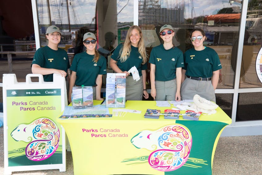 Members of the Parks Canada Outreach team can be found around Cape Breton this summer as they hit the road to spread the word about Parks Canada initiatives, sites, events and experiences. From left to right are, Lisa Oliver, Rachel Rhymes, Emily Madinsky, Hannah Kosick and Brie MacIsaac.