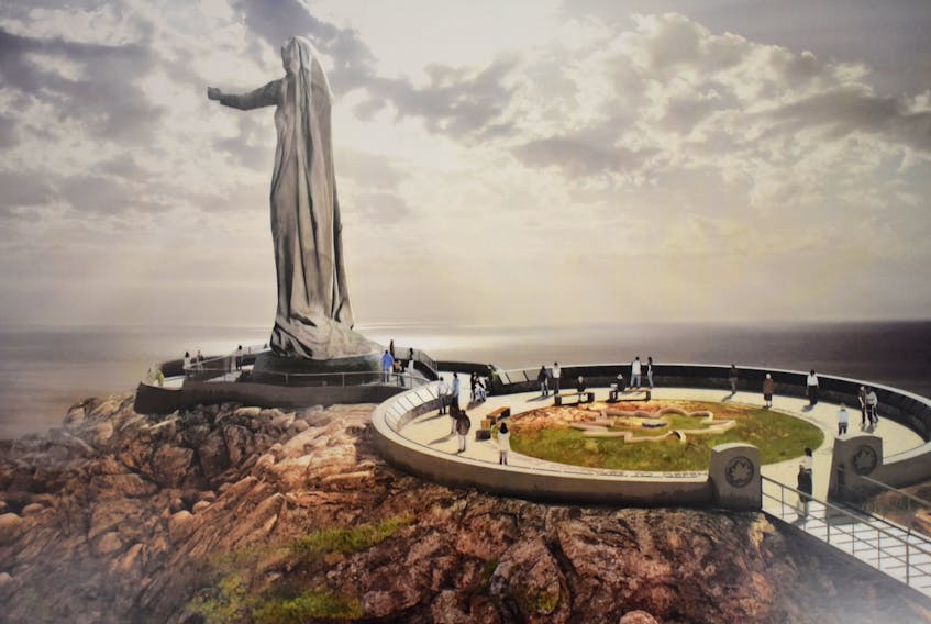 The conceptual drawing shown above is an artist’s rendition of the Mother Canada monument that supporters of the proposed Never Forgotten National Memorial hoped would be erected at Green Cove in Cape Breton Highlands National Park. Parks Canada nixed the project almost four years ago. However, supporters of the 24-metre statue that has her arms extended toward Europe in a gesture indicating that Canadians will never forget those who died while serving their country overseas, remain committed to making the project a reality.