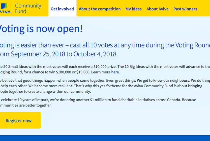 A screen grab of the Aviva Community Fund website.