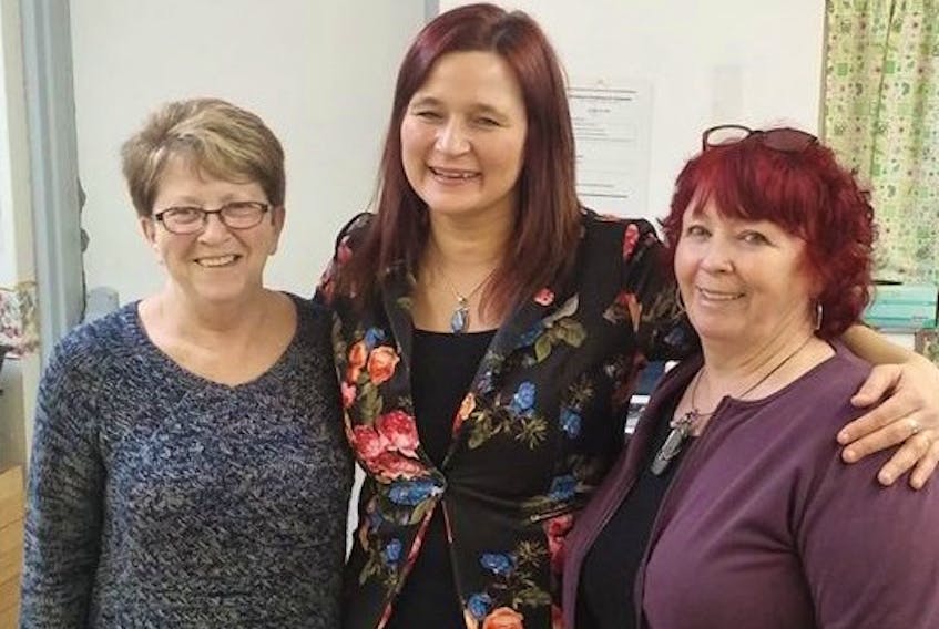 Diane Parlee of the Every Women’s Centre, from left, emcee and stage manager Maura Lea Morykot, and Wanda Earhart, also of the Every Women’s Centre, are among the organizers for the annual International Women’s Day concert at St. George’s Church Hall in Sydney.