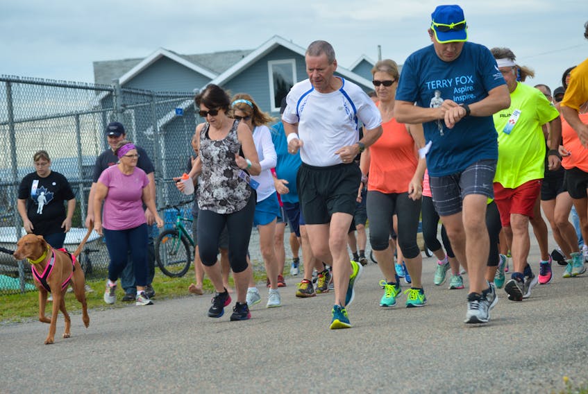 Runners start the 37th annual Terry Fox Run for cancer research on Sept. 17, 2017 outside the Northern Yacht Club. The run, organized by the North Sydney Terry Fox Committee, will take place this year on Sunday, Sept. 16, leaving the Northern Yacht Club at 9:30 a.m.