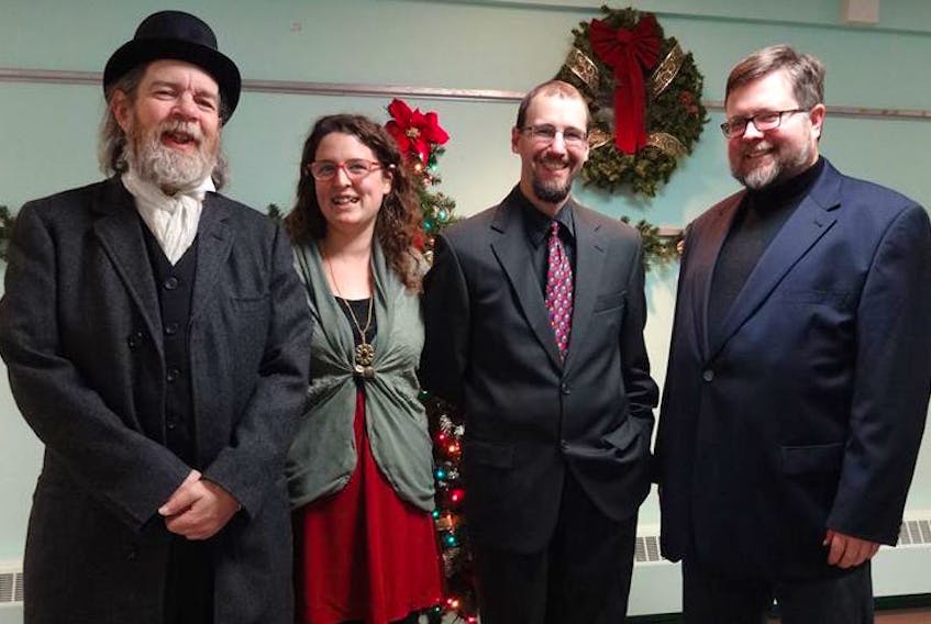 From left to right, writers Ken Chisholm, Jenn Tubrett, Scott Sharplin and Todd Pettigrew will reconvene at the McConnell Library in Sydney, Tuesday at 8 p.m., for the eighth annual Gaudy Night in support of Cape Breton Regional Library reading groups.