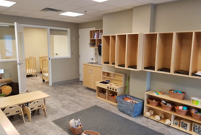 Shown here is one of the areas at the Frank Rudderham YMCA Early Learning Centre that has been converted to an area suitable for infants under 18 months with a play area and a nap room.