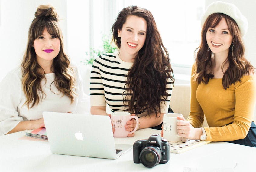 Sherri Poirier, from left, Jourdan MacNeil and Brittany MacLeod started the Creatives Loft on the second floor of the Prince Street Market in Sydney collaborative office space for their separate businesses.